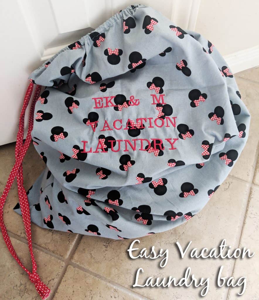 This darling vacation Laundry bag will take no more than 15 minutes of your time and will be a Sanity saver on your trips!