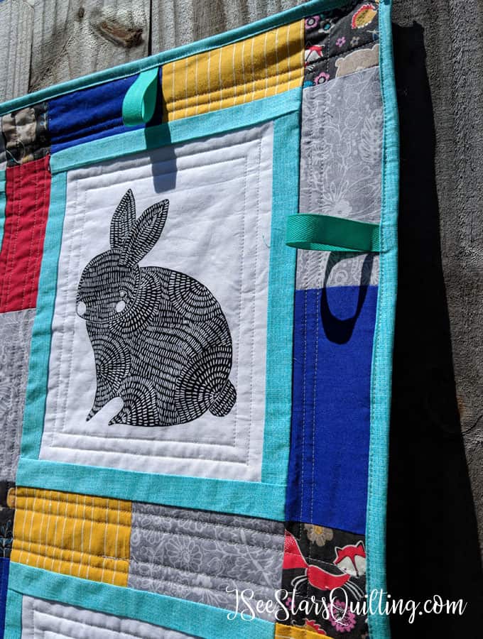 This super cute Animal Baby Quilt was a quick sew using already printed panels of fabric from MODA. Isn't it beautiful? I'm going to save this idea for when I need quilting inspiration!