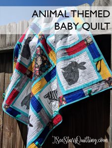 This super cute Animal Baby Quilt was a quick sew using already printed panels of fabric from MODA. Isn't it beautiful? I'm going to save this idea for when I need quilting inspiration!