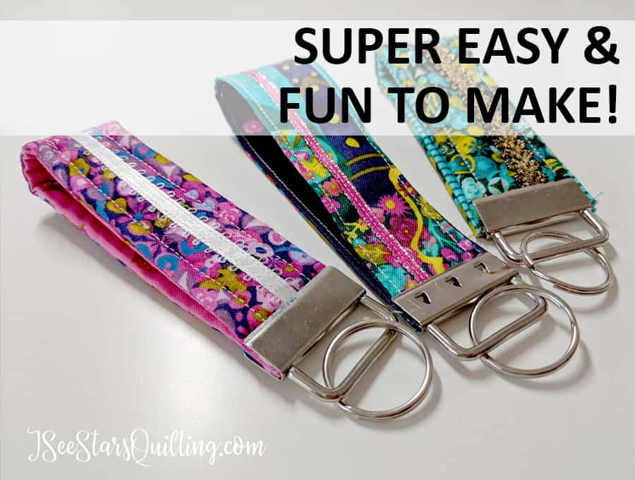 DIY Easy Key fob project sews up super fast and is perfect for teens, pre-teens and happy people of all skill levels! These are such a fun DIY gift... AND an amazing scrap stash buster!