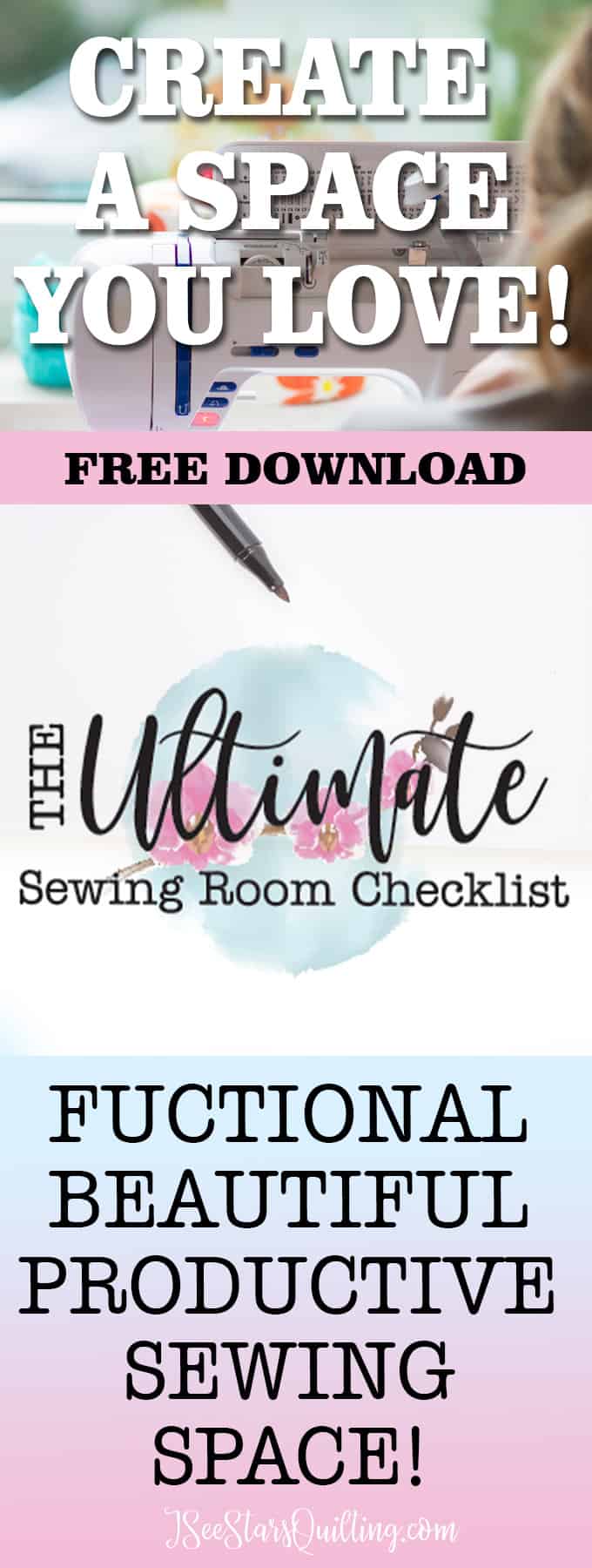 Here are tips to creating The Ultimate Sewing space (no matter what size!) PLUS a Free download checklist so you have everything you need!