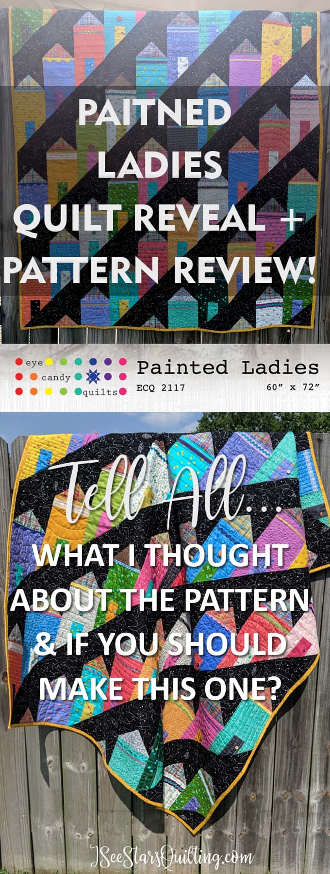 A full review of the Painted Ladies Quilt Pattern - what I liked and didn't like - as well as LOTS of photos of the finished quilt. Fabric Line is from Alison Glass