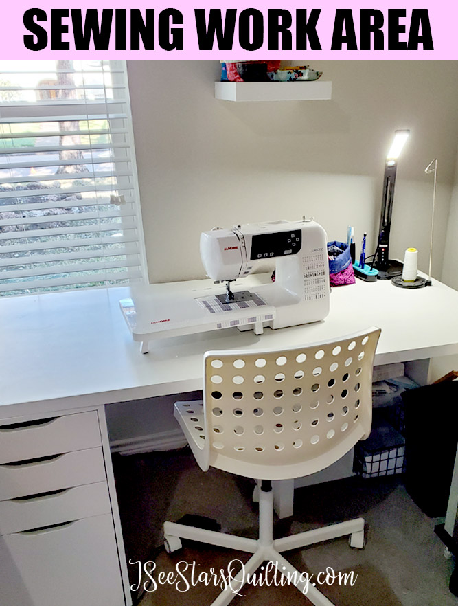 image of my sewing work area with clean workspace.